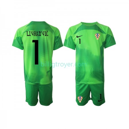 Billige Fotballdrakter Kroatia Livakovic 1 Keeper Barn Bortedraktsett VM I Fotball 2022 Kortermet